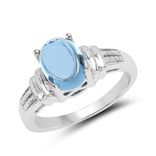Bids.com 2.10 Carat Genuine Swiss Blue Topaz .925 Sterling Silver Ring Rings