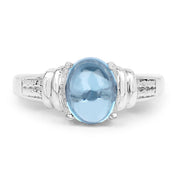 Bids.com 2.10 Carat Genuine Swiss Blue Topaz .925 Sterling Silver Ring Rings