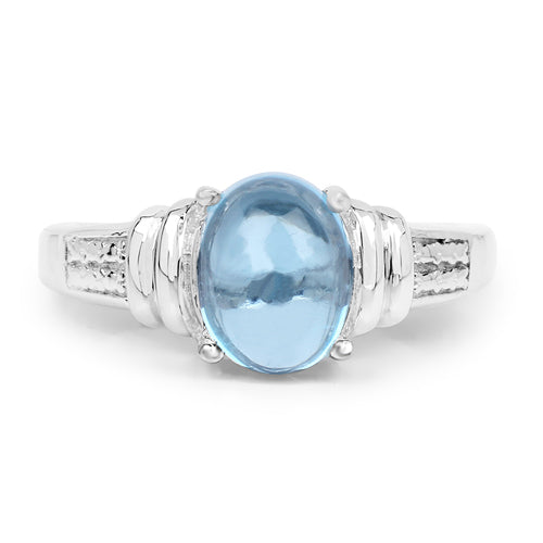 Bids.com 2.10 Carat Genuine Swiss Blue Topaz .925 Sterling Silver Ring Rings