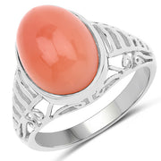 Bids.com 6.00 Carat Genuine Peach Moonstone .925 Sterling Silver Ring Rings