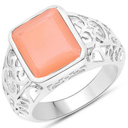 Bids.com 5.75 Carat Genuine Peach Moonstone .925 Sterling Silver Ring Rings