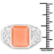 Bids.com 5.75 Carat Genuine Peach Moonstone .925 Sterling Silver Ring Rings