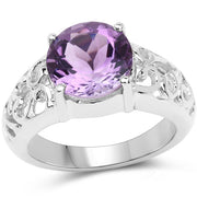 Bids.com 3.30 Carat Genuine Amethyst .925 Sterling Silver Ring Rings