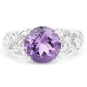Bids.com 3.30 Carat Genuine Amethyst .925 Sterling Silver Ring Rings