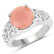 Bids.com 3.30 Carat Genuine Peach Moonstone .925 Sterling Silver Ring Rings