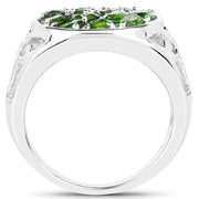 Bids.com 2.21 Carat Genuine Chrome Diopside .925 Sterling Silver Ring Rings