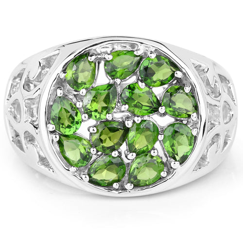Bids.com 2.21 Carat Genuine Chrome Diopside .925 Sterling Silver Ring Rings