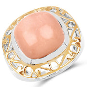 Bids.com Two Tone Plated 12.80 Carat Genuine Moonstone .925 Sterling Silver Ring Rings