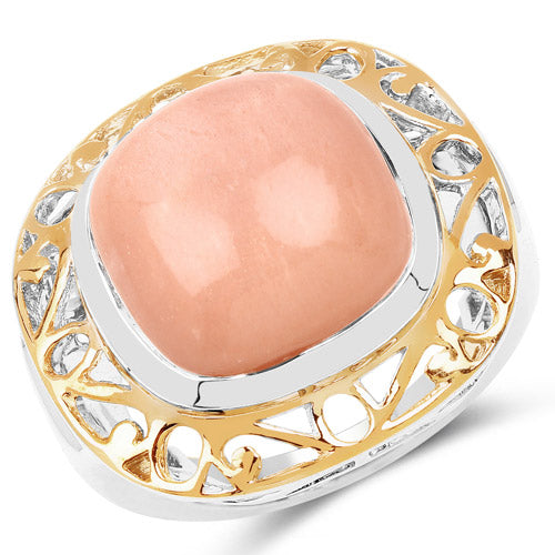Bids.com Two Tone Plated 12.80 Carat Genuine Moonstone .925 Sterling Silver Ring Rings