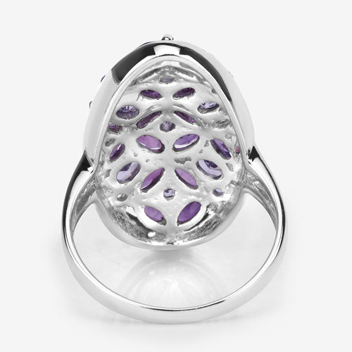 Bids.com 3.13 Carat Genuine Amethyst, Tanzanite and White Topaz .925 Sterling Silver Ring Rings