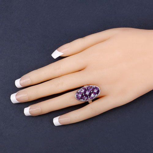 Bids.com 3.13 Carat Genuine Amethyst, Tanzanite and White Topaz .925 Sterling Silver Ring Rings