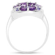 Bids.com 3.13 Carat Genuine Amethyst, Tanzanite and White Topaz .925 Sterling Silver Ring Rings