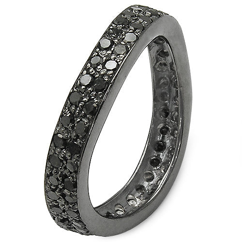 Bids.com 1.11 Carat Genuine Black Diamond .925 Sterling Silver Ring Rings