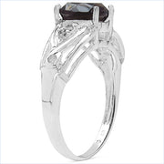 Bids.com 2.59 Carat Genuine Smoky Quartz & White Topaz .925 Sterling Silver Ring Rings