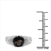 Bids.com 2.59 Carat Genuine Smoky Quartz & White Topaz .925 Sterling Silver Ring Rings