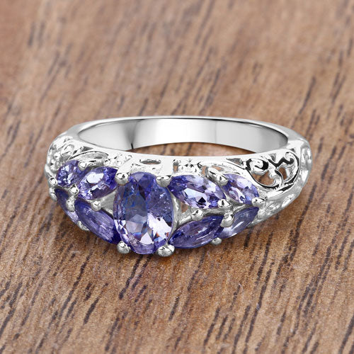 Bids.com 1.63 Carat Genuine Tanzanite .925 Sterling Silver Ring Rings