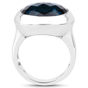 Bids.com 10.25 Carat Genuine London Blue Topaz .925 Sterling Silver Ring Rings