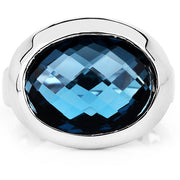 Bids.com 10.25 Carat Genuine London Blue Topaz .925 Sterling Silver Ring Rings