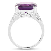 Bids.com 5.99 Carat Genuine Amethyst and White Topaz .925 Sterling Silver Ring Rings