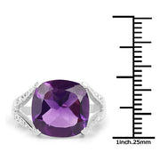 Bids.com 5.99 Carat Genuine Amethyst and White Topaz .925 Sterling Silver Ring Rings