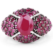 Bids.com 5.15 Carat Genuine Glass Filled Ruby & Ruby .925 Sterling Silver Ring Rings