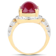 Bids.com 14K Yellow Gold Plated 4.46 Carat Genuine Glass Filled Ruby .925 Sterling Silver Ring Rings