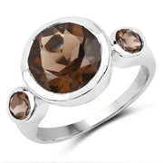 Bids.com 3.56 Carat Genuine Smoky Quartz .925 Sterling Silver Ring Rings