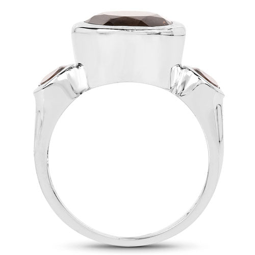 Bids.com 3.56 Carat Genuine Smoky Quartz .925 Sterling Silver Ring Rings