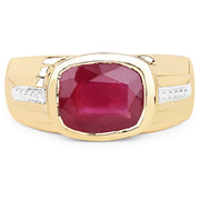 Bids.com 14K Yellow Gold Plated 3.50 Carat Genuine Glass Filled Ruby .925 Sterling Silver Ring Rings