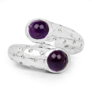 Bids.com 2.31 Carat Genuine Amethyst and White Topaz .925 Sterling Silver Ring Rings