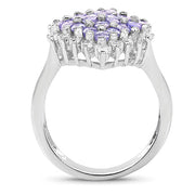 Bids.com 2.40 Carat Genuine Tanzanite and White Topaz .925 Sterling Silver Ring Rings