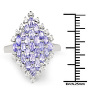 Bids.com 2.40 Carat Genuine Tanzanite and White Topaz .925 Sterling Silver Ring Rings