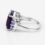 Bids.com 6.34 Carat Genuine Amethyst and Tanzanite .925 Sterling Silver Ring Rings