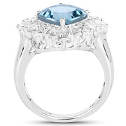 Bids.com 5.19 Carat Genuine London Blue Topaz & White Topaz .925 Sterling Silver Ring Rings