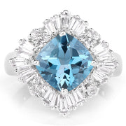 Bids.com 5.19 Carat Genuine London Blue Topaz & White Topaz .925 Sterling Silver Ring Rings