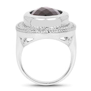 Bids.com 7.90 Carat Genuine Smoky Quartz .925 Sterling Silver Ring Rings