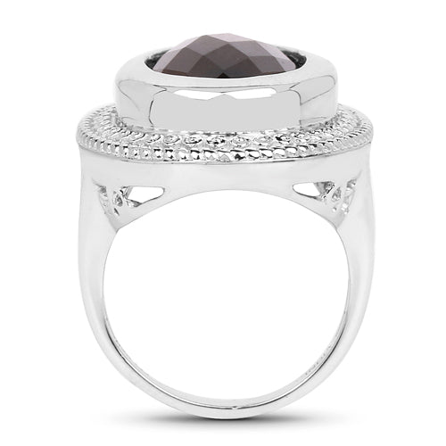 Bids.com 7.90 Carat Genuine Smoky Quartz .925 Sterling Silver Ring Rings