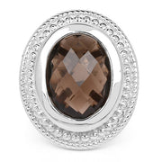 Bids.com 7.90 Carat Genuine Smoky Quartz .925 Sterling Silver Ring Rings