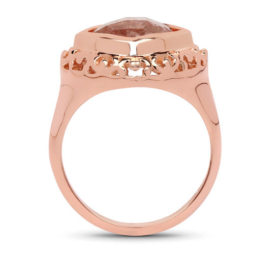Bids.com 14K Rose Gold Plated 3.25 Carat Genuine Pink Rutile .925 Sterling Silver Ring Rings
