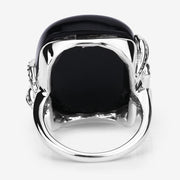 Bids.com 21.04 Carat Genuine Black Onyx and White Topaz .925 Sterling Silver Ring Rings