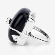 Bids.com 21.04 Carat Genuine Black Onyx and White Topaz .925 Sterling Silver Ring Rings