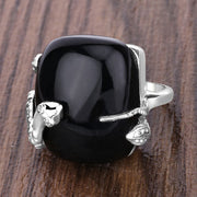 Bids.com 21.04 Carat Genuine Black Onyx and White Topaz .925 Sterling Silver Ring Rings