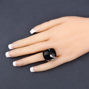 Bids.com 21.04 Carat Genuine Black Onyx and White Topaz .925 Sterling Silver Ring Rings