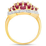 Bids.com 14K Yellow Gold Plated 4.18 Carat Genuine Glass Filled Ruby .925 Sterling Silver Ring Rings