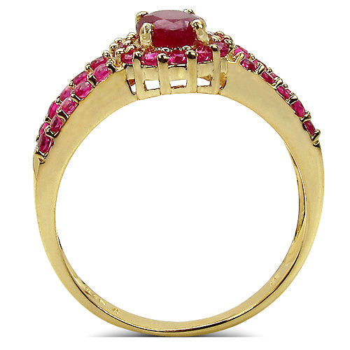 Bids.com 2.89 Carat Glass Filled Ruby, Created Ruby and White Topaz .925 Sterling Silver Ring Rings