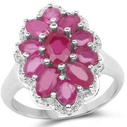 Bids.com 3.05 Carat Glass Filled Ruby .925 Sterling Silver Ring Rings