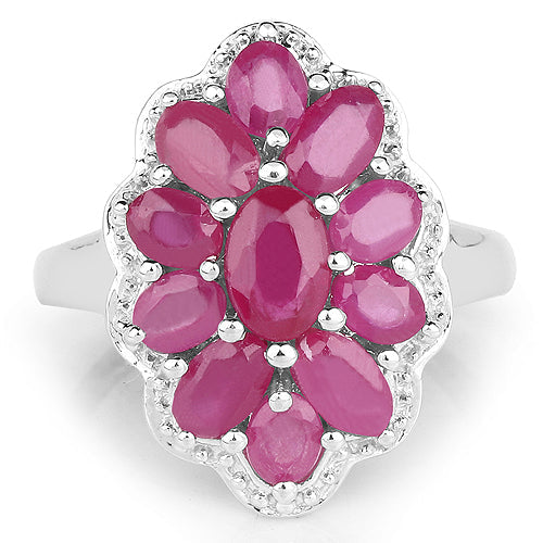 Bids.com 3.05 Carat Glass Filled Ruby .925 Sterling Silver Ring Rings