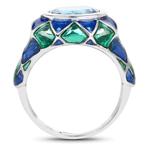 Bids.com 3.25 Carat Genuine Swiss Blue Topaz .925 Sterling Silver Ring Rings