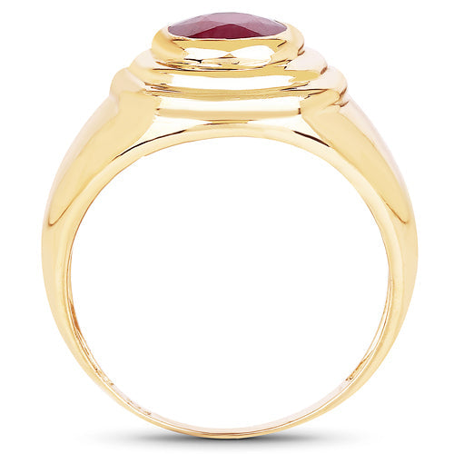 Bids.com 14K Yellow Gold Plated 1.65 Carat Genuine Glass Filled Ruby .925 Sterling Silver Ring Rings