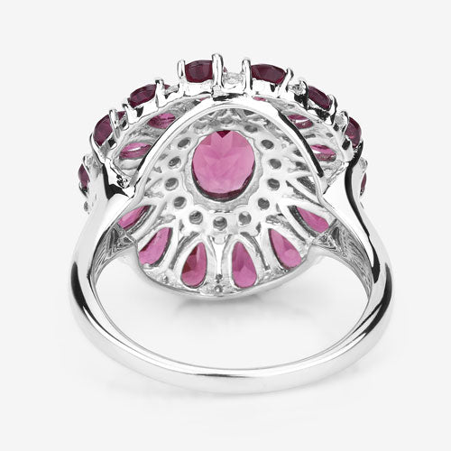 Bids.com 6.19 Carat Genuine Rhodolite and White Topaz .925 Sterling Silver Ring Rings